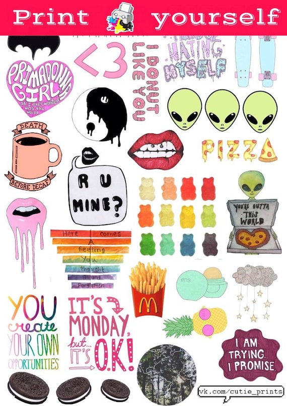 set 2 mockup printable tumblr stickers stickers set of