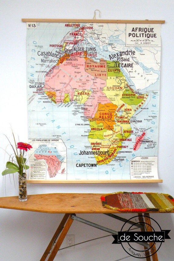 Ancienne Carte Scolaire Vintage Afrique Politique no 13