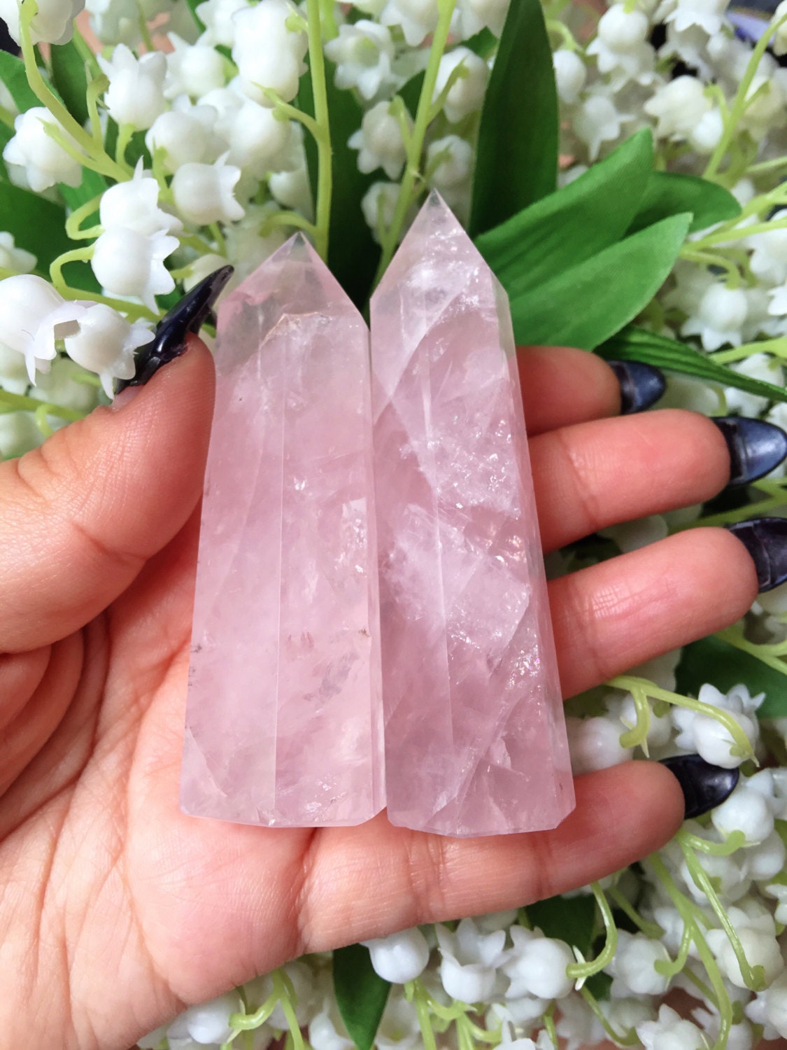 Large Rose Quartz Wand Rose Quartz Crystal Wand by GemGemRock