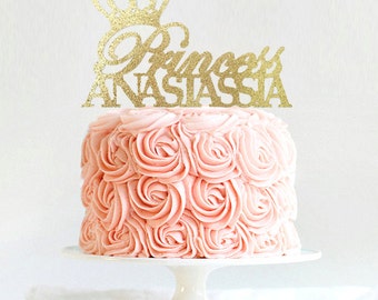 Princess Cake Topper, Personalized Tiara Cake Topper, Birthday Crown Cake Topper, First Birthday, Disney Princess Birthday Decoration