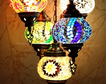 Turkish lamp,bohemian decor,lampe mosaique,morrocan hanging,light fixture,turkish light