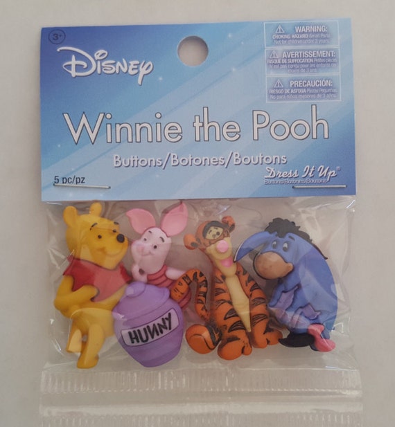 Disney Buttons Winnie the Pooh Sewing Bulk Button 5 Pack