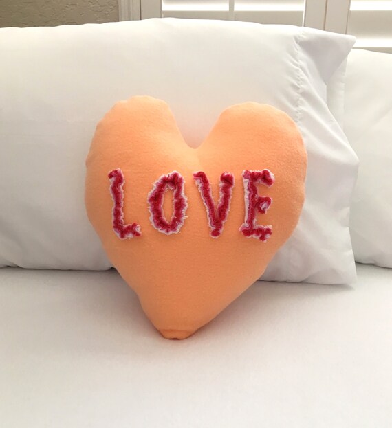 Love Heart Pillow with Chenille Letters Valentine