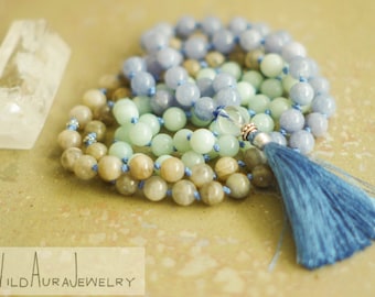 108 Mala - Hand Knotted - Necklace - Gemstone - Healing - Reiki - Chakra - Balance - Meditation - Yoga - Boho - Zen - Jewelry