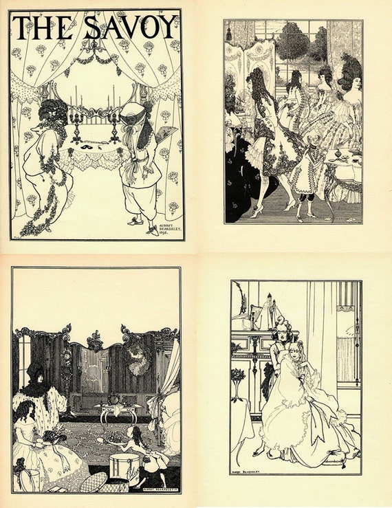4 Antique Beardsley Prints 1897