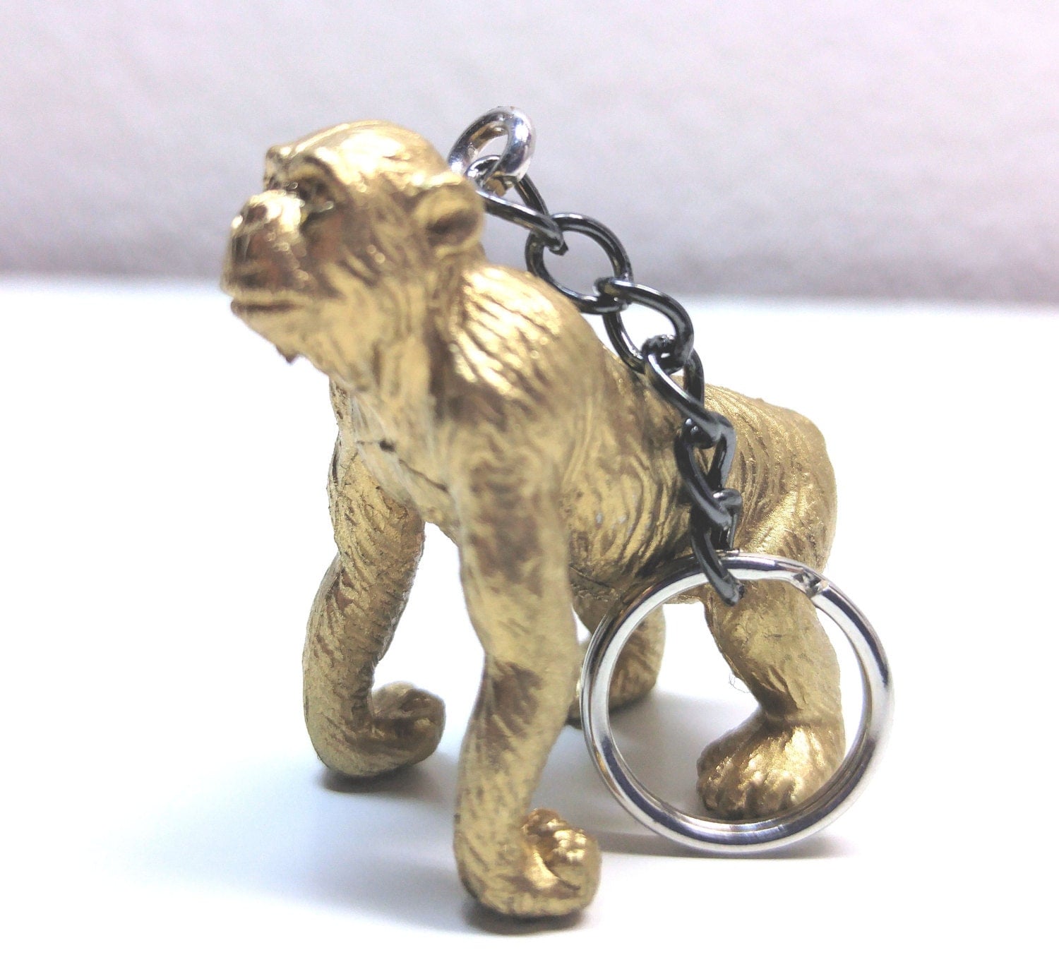 Gold Gorilla Keychain Metallic golden jungle by TarasGiftsNMore