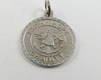 Faith Hope and Charity Sterling Silver Charm or Pendant.