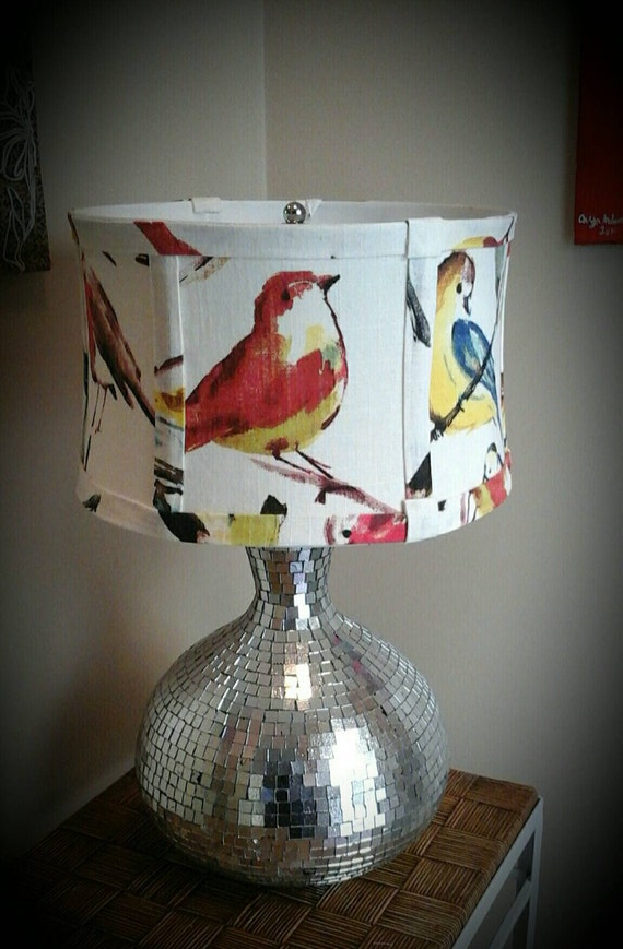 Bird lamp shade Richloom Birdwatcher Summer fabri drum lamp