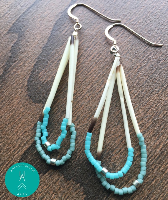 2 Porcupine Quill Earrings Quill Native American