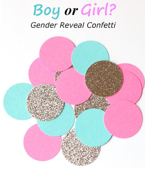 Gender reveal confetti pink blue and gold confetti gender