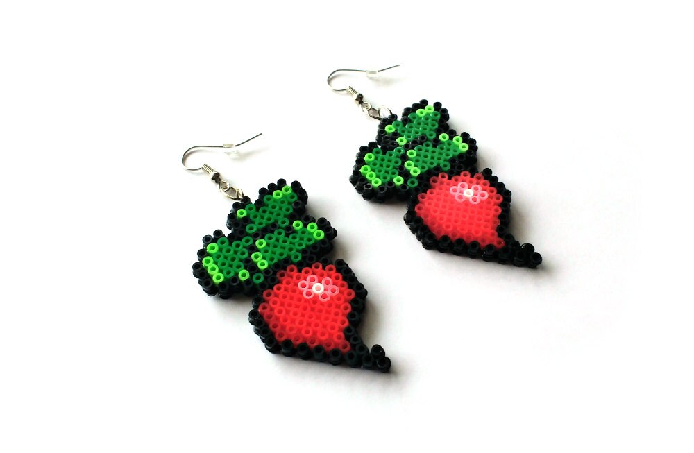 Red Radish Earrings Food Jewelry Hook or ClipOn Geek