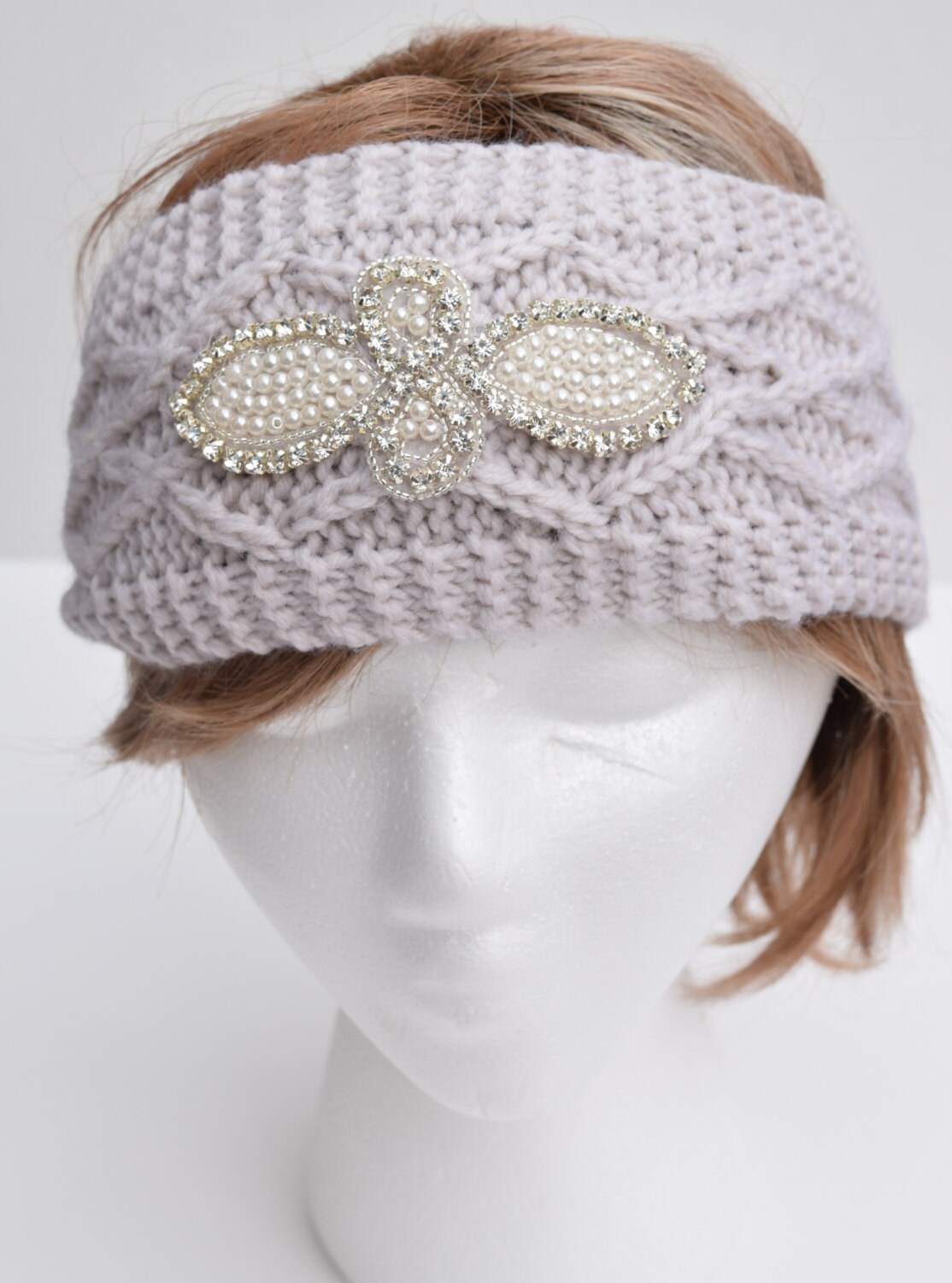 Rhinestone Knit Headband Embellished Ear by EYMbellishDesigns
