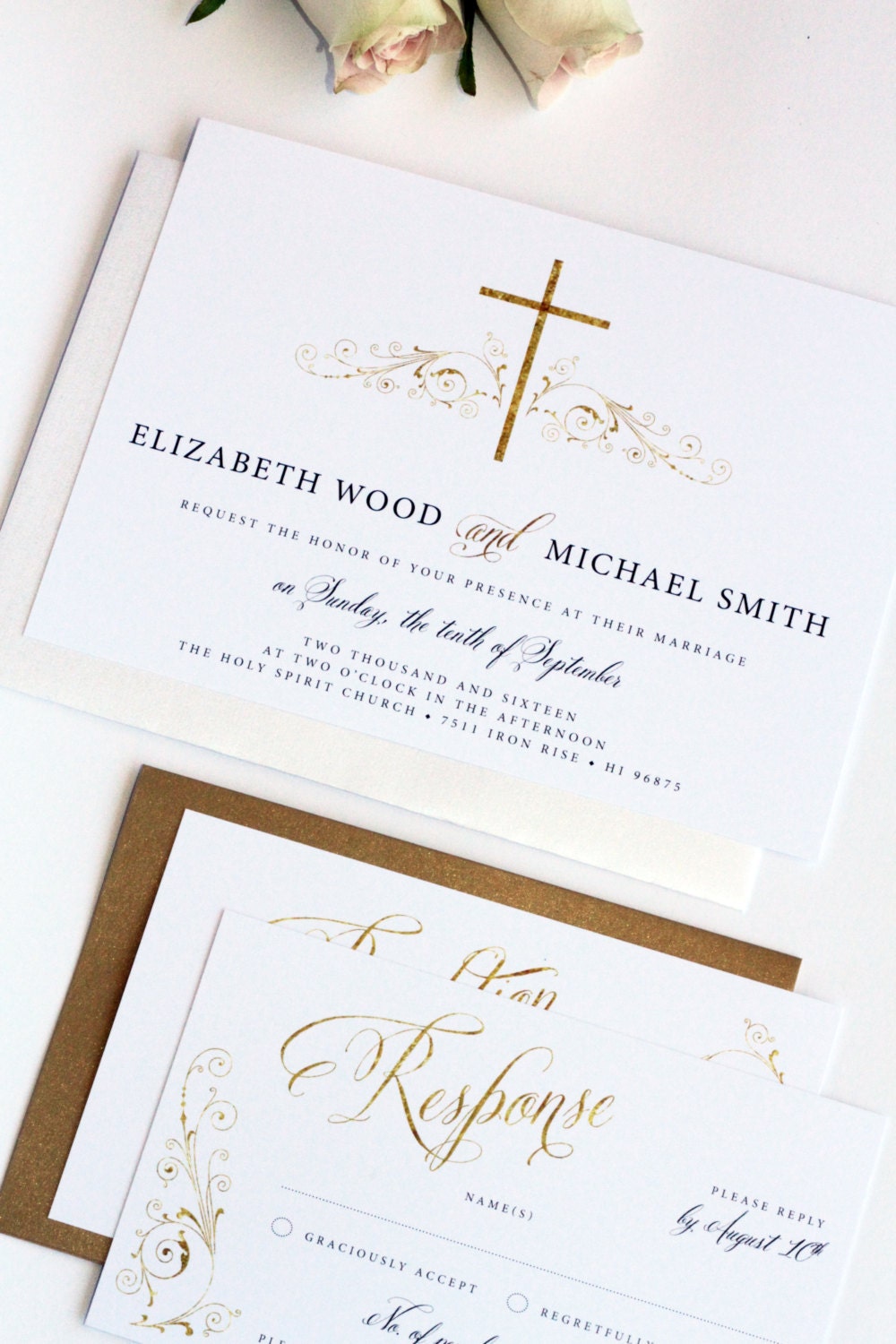 Golden Elegant Christian Invitation Printable or Printed