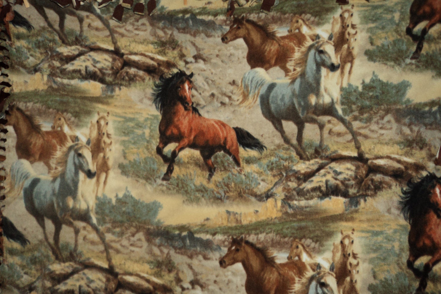 Wild Horse Fleece Horse Print Throw Blanket Double Sided