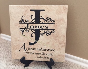 Scripture Sign, Scripture Tile, Scripture Decal, Scripture, Personalized Tile, Momogramm, Religious Gifts, Religious Art, Name Tile