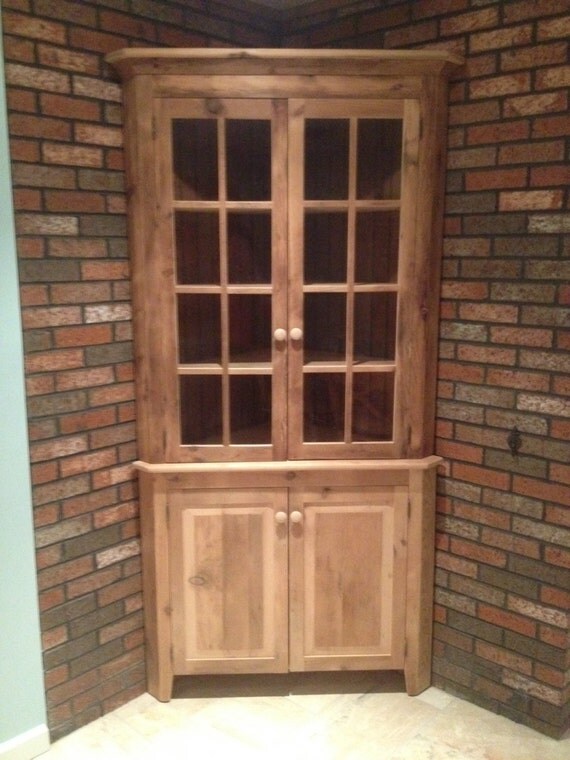 Antique Reclaimed Barn Wood Corner Hutch by ValensFurniture