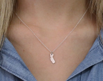 Tiny California Necklace - Sterling Silver California State Charm Necklace - California Jewelry - CA State Jewelry - State Shaped Charm