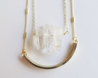 Layered Crystal & Bar Necklace
