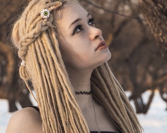 Custom blonde Synthetic Dreads (dreadlocks Double or Single Ended) Fall Hair Extensions dread white x10 or FULL SET Basilisk