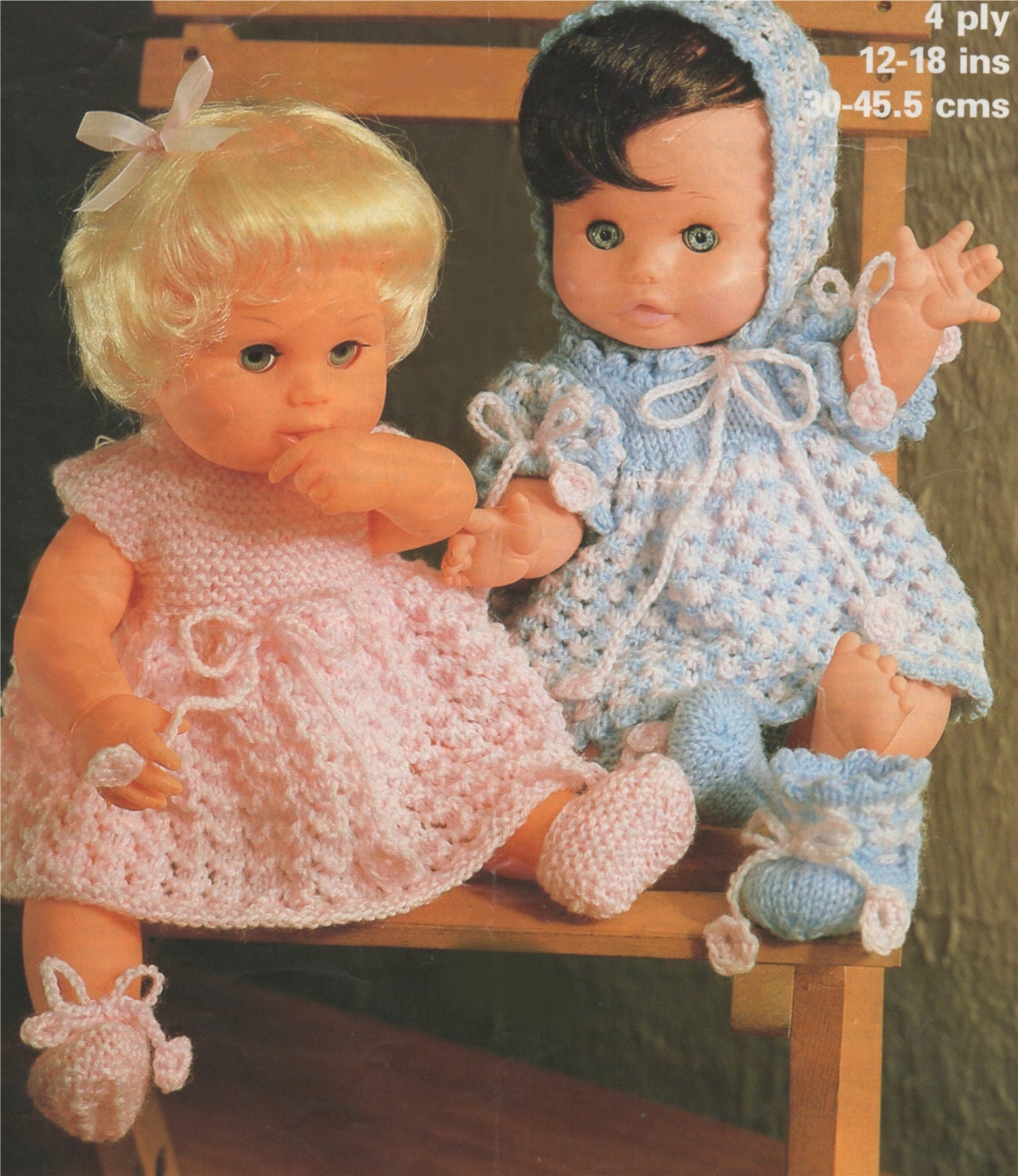 Dolls Clothes PDF Knitting Pattern 12 14 16 and 18 inch