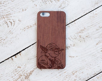 Star Wars Gift, Wood Case, Yoda, iPhone 7, 7 Plus, 6s, 6 6 Plus, 5s, 5, SE, Samsung Galaxy S7, S6, Note 7, Cover, Laser Engraved #4042