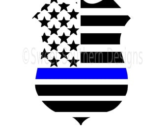 Police badge American flag thin blue line with heart SVG instant download design for cricut or silhouette