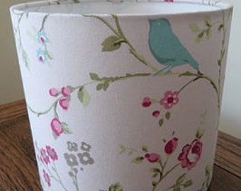 Bird lampshade - Drum Lamp Shade in Bird and Butterfly fabric