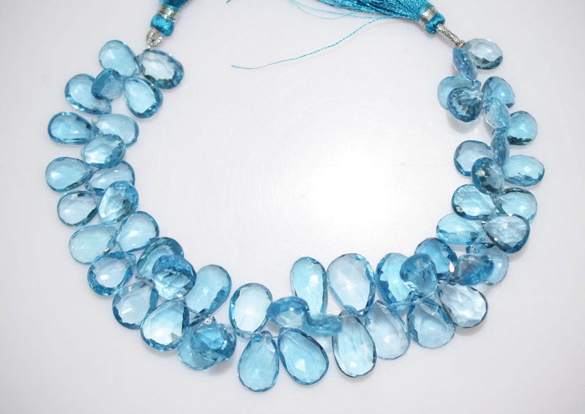 1 Strand Swiss Blue Topaz Faceted Pear Shape Beads-Swiss Blue Topaz ...