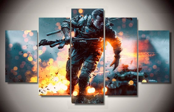 Battlefield Canvas Art Print tanks Game Living Room Wall Art