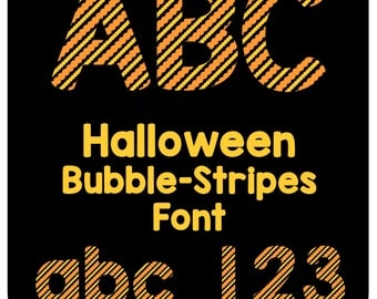 Halloween Bubble Stripe Font - Download Printable Digital Clip Art Holiday Font Invite Banner Decorations Party Favors Design