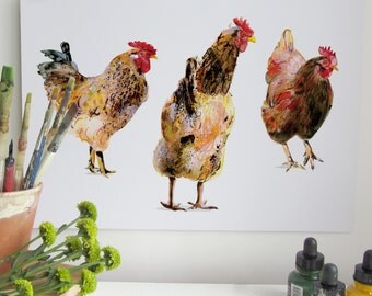 Chicken Print - 'Morning Gossip'