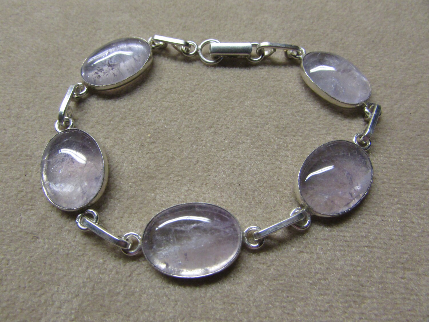 Gorgeous Amethyst STERLING silver 5-stone bracelet.