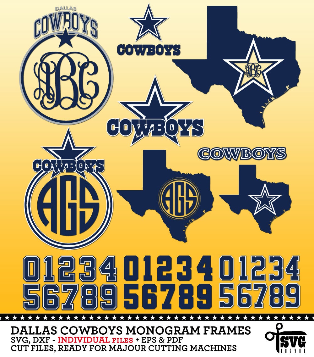 Dallas Cowboys Monogram Frames. Individual by SVGheavenSTORE