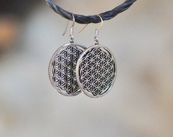 boucles d'oreille fleur de vie / argent 92.5