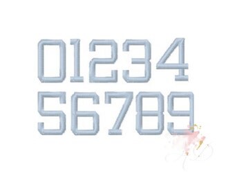 1 inch Sports Number Embroidery Font Varsity Satin stitch Embroidery Font Instant Download Sport Jersey Instant download