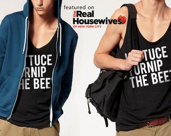SALE lettuce turnip the beet ® trademark brand official site - dark grey tank top with logo - as seen on Real Housewives of New York RHONY