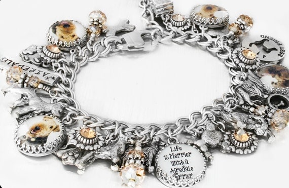 personalized dog charm bracelet, handmade, dea shelton, blackberry designs jewelry
