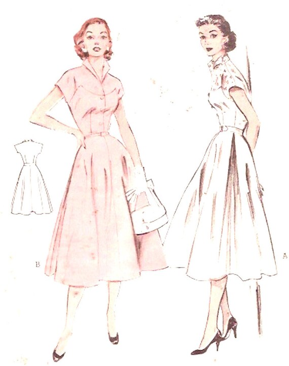 Young Bridesmaid Dress Pattern | 1950s rockabilly dress winged collar vintage frock sewing Young Bridesmaid Dress Pattern | 1950s rockabilly dress winged collar vintage frock sewing