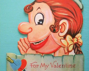 Vintage Mechanical Valentine's Day Card with Hinged Mouth