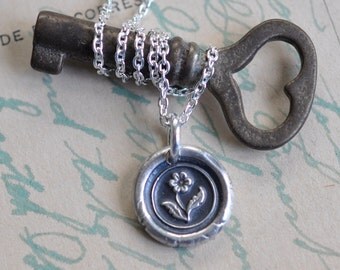 flower necklace - wax seal … hope - fine silver Victorian trinket wax seal jewelry
