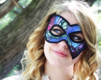Belle - Beauty and the Beast Inspired Masquerade Ball Mask - The Magic Rose Stained Glass Window
