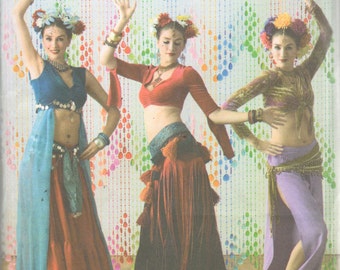 Simplicity 3832 Belly Dancing Costume Pattern Dance Studio Harem Pants Skirt Shrug Womens Sewing Size 6 8 10 12 But 30 - 34 UNCUT