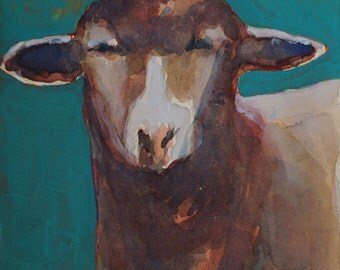 Up Close Lamb Original watercolor painting Lamb watercolor painting Sheep watercolor painting Sheep painting Sheep art