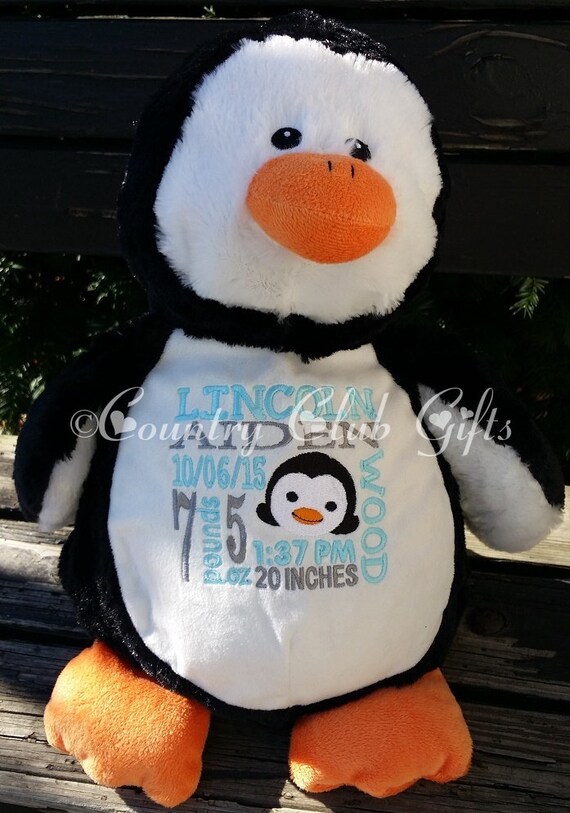 Items similar to Personalized Baby Gift, personalized plush, Penguin