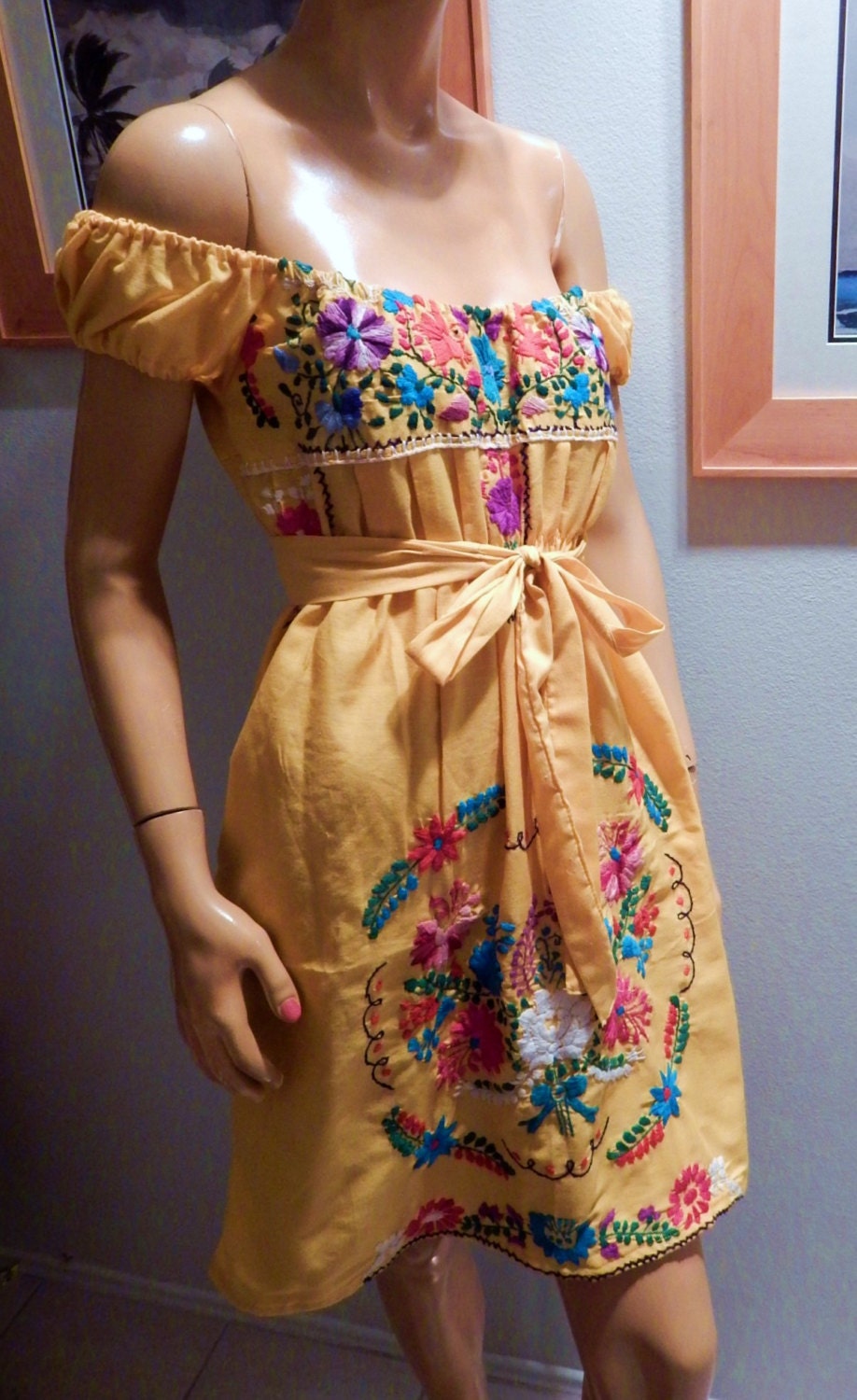 mexican dress Off the shoulder peasant style by stilettoRANCH