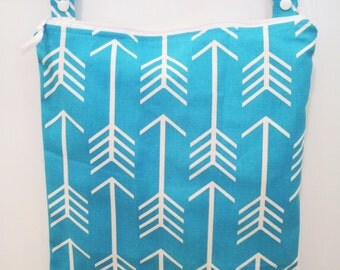 Blue Arrow Wet Bag, waterproof washable wetbag, you pick size, wet bags for cloth diapers, swimsuits