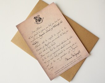 Hogwarts acceptance letter card Harry Potter Card - You have been accepted to Hogwarts
