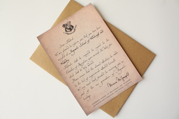 Harry Potter Lettre de Poudlard Carte admission à Poudlard