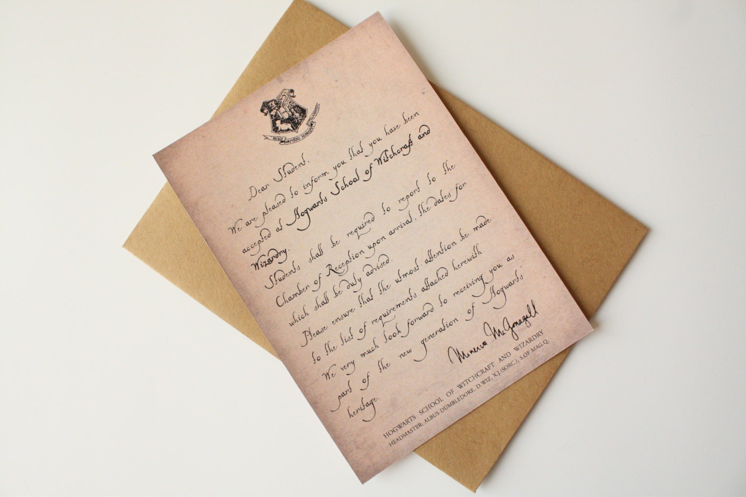 Harry Potter Lettre de Poudlard Carte admission à Poudlard