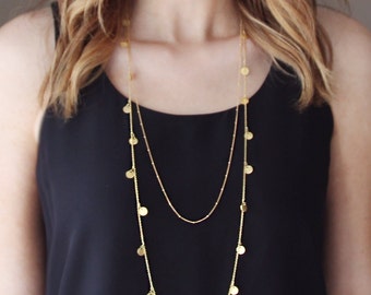 Long Gold Coin Necklace | Long Gold Necklace